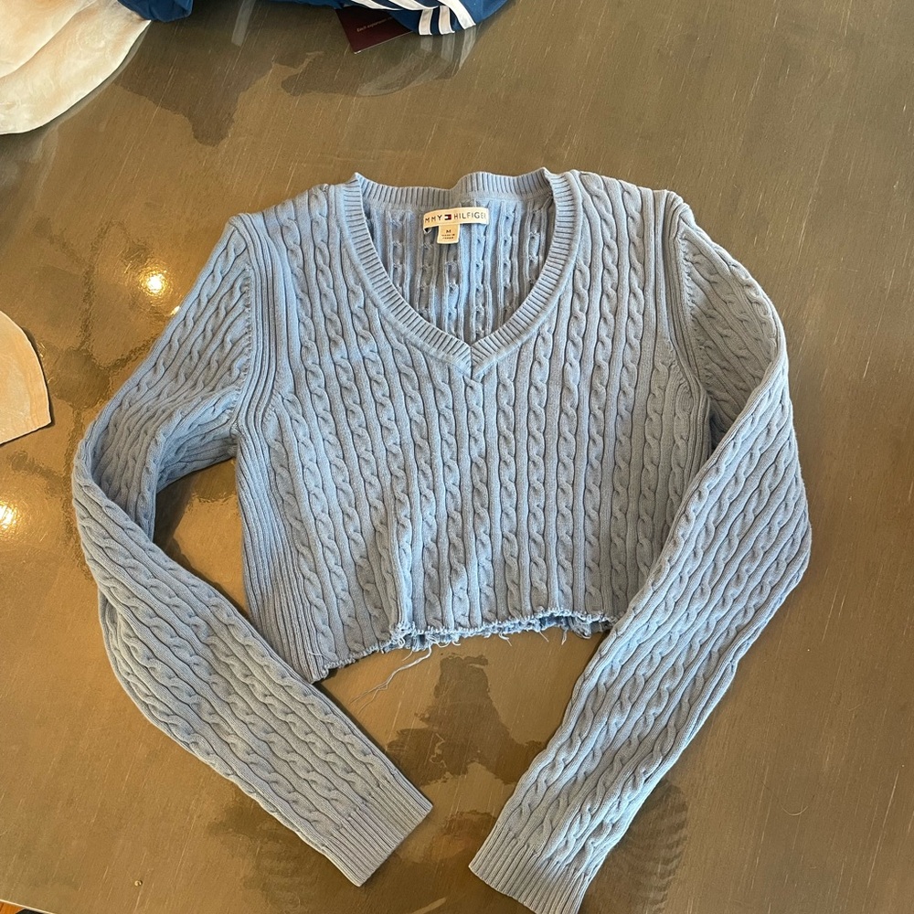 Tommy Hilfiger Light Blue V-Neck Sweater